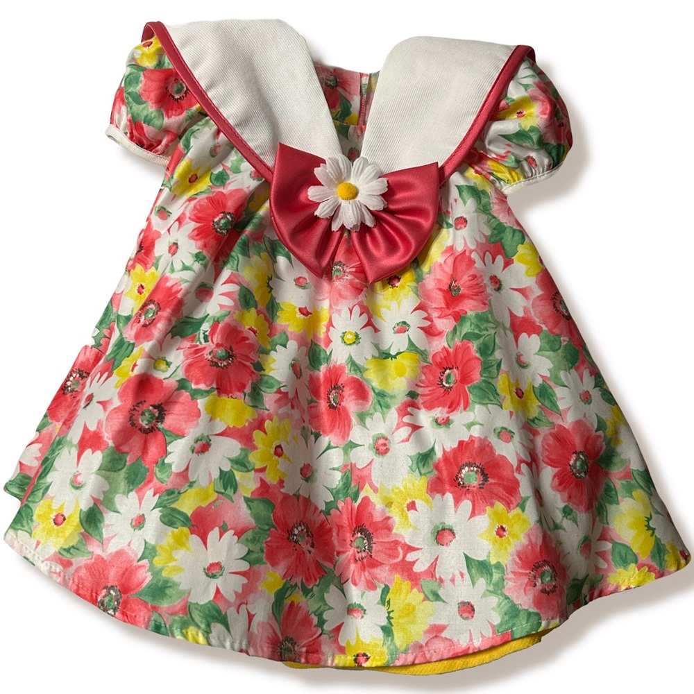 Vintage Youngsport Floral Baby Dress - Size 12 Months